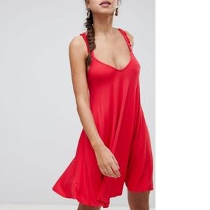 Cross back red dress